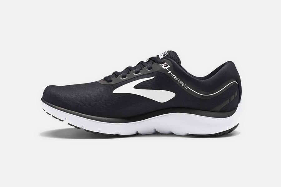 Brooks Running Shoes Womens Black/White - Pureflow 7 Road - 8962-OJFBH